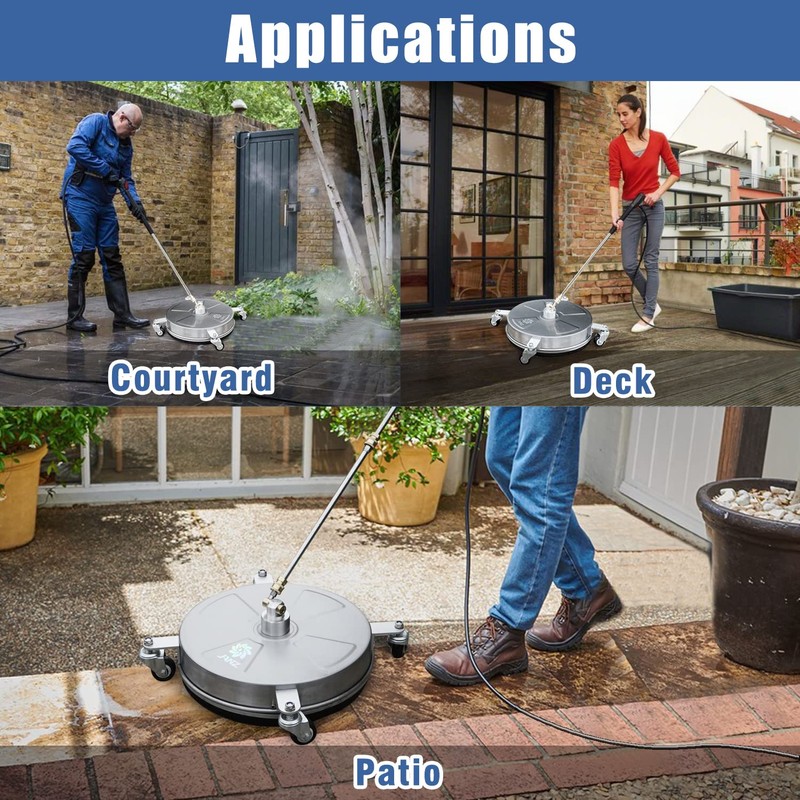 JANZ 16" Pressure Washer Surface Cleaner with 4 Wheels, Stainless