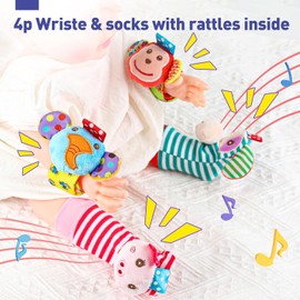 Baby Rattle Socks, Baby Toys 3-6 Months, Baby Wrist Rattles for Babies 0-6 Months, Newborn Infant Toys 0-6 Months, 3 Month Baby Toys, 6 Month Old Baby Must Have