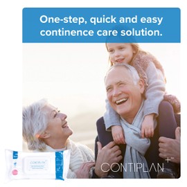 CONTIPLAN Incontinence Cleansing Cloths with Barrier Cream - All in One Cleansing Wipes Cleanses, Soothes and Moisturises - Pack of 25 Cloths