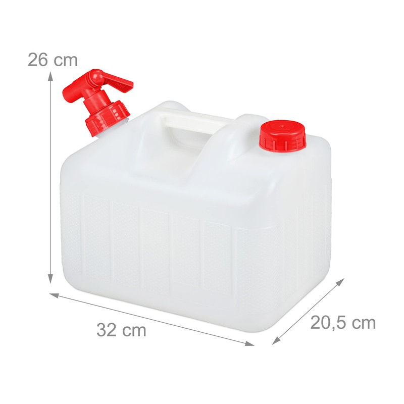 Relaxdays, Water Canister with Tap, Wide Neck Screw Cap, Camping