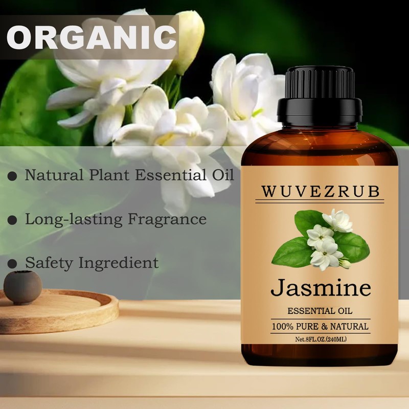 Jasmine Essential Oils 240ML, Organic 100% Pure and Natural Jasmine