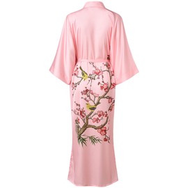 Ledamon Women's Kimono Robe Long for Women - Pocket Floral Bathrobe Nightgown (Pink)