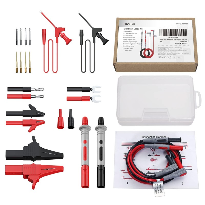 Proster Electrical Multimeter Test Lead 24pcs - Multitester Leads Multimeter