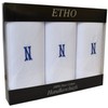 Mens/Gentlemens 3 Pack Plain White Handkerchiefs With 1 Letter Name