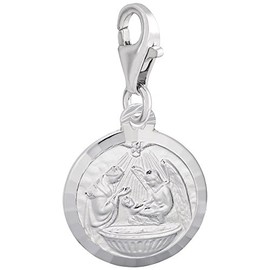 Rembrandt Sterling Silver Baptism Charm with Lobster Claw Clasp, Charms for Bracelets and Necklaces