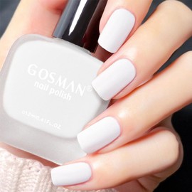 COSMOO 12ml White Matte Nail Polish, Quick Dry Nail Lacquer for Nail Art Varnish, Mist Effect Matte Finish Velvet Nail Polish, 0.41 fl oz (Milky White, 0.41 fl oz)