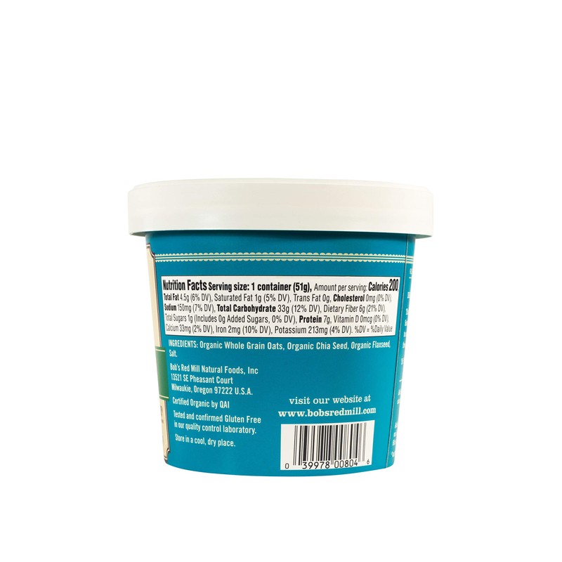 Bob's Red Mill Organic Oat Cup, Classic, 1 cup (Pack