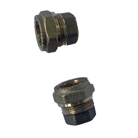 NPH 15mm Brass Compression Stop End Cap for Copper Pipe - Pack of 2