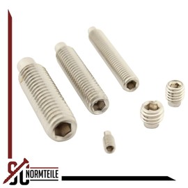 Grub Screws with Hexagon Socket and Pin - M5 x 16 mm - Pack of 10 - DIN 915 (ISO 4028) - Made of A2 (V2A) Stainless Steel - SC915 SC-Normteile