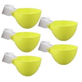 Pack of 5 - Yellow Automatic Chicken Water Cups Anti-Leak Water Dispenser Cup for Pigeons Quail Hen Duck Turkeys Geese