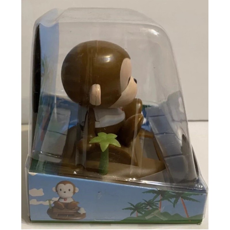 Solar Dancing Brown Monkey Sitting Bobble Toy Solar Powered,New!