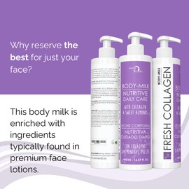 Noche Y Dia Fresh Collagen Body Milk - Moisturizing and Firming Lotion for Dry Skin with Lactic Acid & Glycine - 500mL (16.57 fl oz)