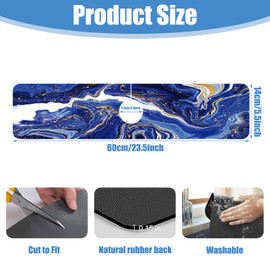 Sink Faucet Absorbing Mat Blue Gold Marble Sink Splash Guard Drying Mat for Kitchen Bathroom Faucet Sinkmat 23.5"X5.5"