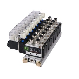 U.S. Solid 4V210-08 8 Pneumatic Solenoid Valves 1/4" 2 Position 5 Way Manifold Base, DC 24V