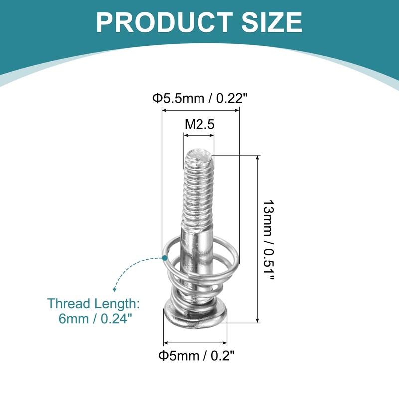 uxcell GPU Spring Screws, 15pcs M2.5x13mm 5.5mm Spring OD GPU