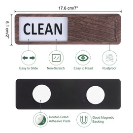 sourcing map Dishwasher Magnet Clean Dirty Sign Rectangle Magnetic Dishwasher Indicator Black/White Non-Scratch with Stickers for Dishwasher Kitchen Hotel, Dark Brown
