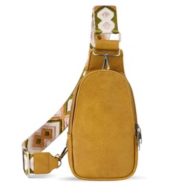 KFXFENQ Sling Bag for Women PU Leather Sling Bag Small Crossbody Sling Backpack Multipurpose Chest Bag for Women Cycling, Yellow, One Size, Casual