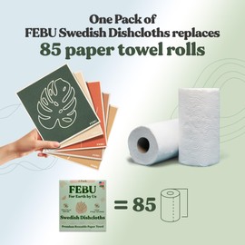 FEBU - Paños suecos para cocina | Paquete de 5 toallas de plato suecos florales | Toallas de papel reutilizables lavables | Paños de esponja de celulosa antiarañazos, sin olor, biodegradables, paños