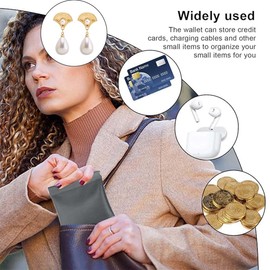 XURJUMI Pack of 2 Mini Wallet Leather Key Bag Men's Small Mini Purse Coin Bag Box Purse Mini Headphones PU Leather Case with Snap Spring Closure