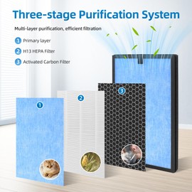HP8 Replacement Filter Compatible With SimPure HP8 Air Purifier, Models: SP-HP8-RF,H13 True HEPA and Activated Carbon Filter 2 Pack