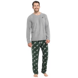 Strong Souls Mens Luxury 2 Piece Long Pyjamas Pjs Green Stag Medium