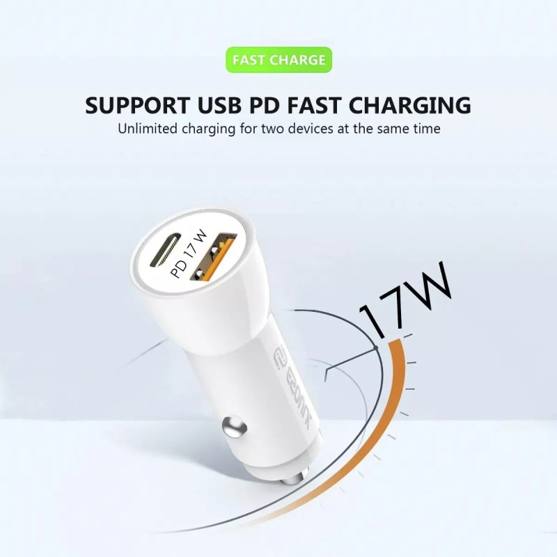 Baseus Cargador Rápido Dual Auto 17w Usb Y Tipo C