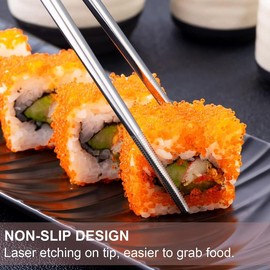 Reusable Stainless Steel Chopsticks Set - Includes 5 Pairs of Metal Chopsticks, Dishwasher Safe, Square Lightweight Design, Non-Slip Grip, Perfect Gift Set (Silver) - Tableware - kitchenware - House warming gift Cutlery Thick