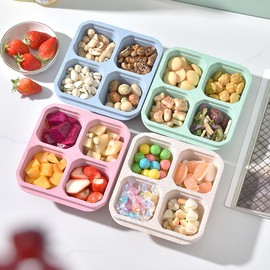 duisoad 4 Stück Brotdose mit Fächern, Snackteller mit Fächern Vesperdose für Verwendung in Küche, Picknick, Schule