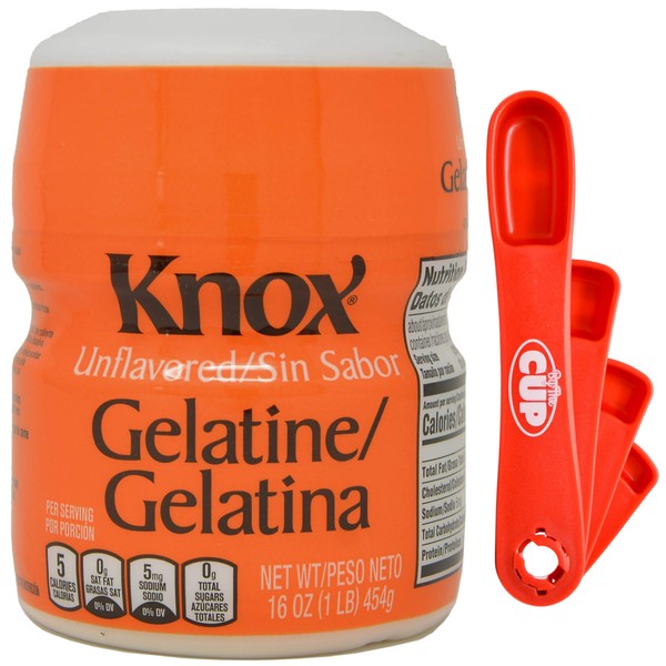 By The Cup Bundle - Knox Unflavored Gelatine, 16 Oz with BTC Swivel Measuring Spoons