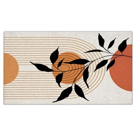 Jvpke Abstract Boho Door Mat, Minimalist Orange and Black Doormat Indoor Outdoor Entrance Porch, Boho Bath Mats for Bathroom, Mid Century Modern Welcome Mats for Front Door, 17x30 Inches