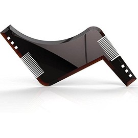 AlexVyan Brown Beard Shaping and Styling Template Tool with Inbuilt Comb for Perfect Line Up and Edging for Men Boy