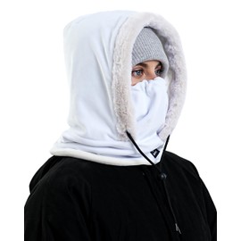 PivotWing Winter Hat Men Women Balaclava Multifunctional Balaclava Tube Scarf Ski Mask, White