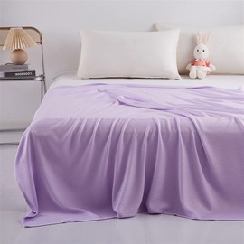 Heavyoff Bamboo Fibre Cooling Blanket, Self-Cooling Summer Blanket with Q-Max 0.43 Cooling Fibres Made of Natural Bamboo Bedspread Soft Blanket for Children and Adults, Purple, 150 x 200 cm