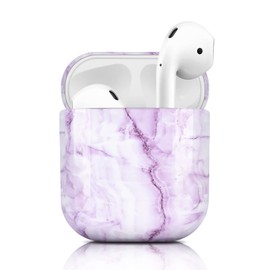 Newseego Case Compatible with AirPods 1 & 2, Stylish Shiny Marble AirPods Case, Hard PC, Full Protection, Portable Shockproof Case for Airpods 1 & 2, Charging Case, Purple