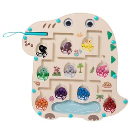 Dinosaur Magnetic Color and Number Maze, Montessori Fine Motor Skills Toys for Boys Girls 3 4 5 Years Old, Wooden Puzzle Busy Board, Learning Counting Puzzle Board, Educational Birthday Gifts for Kids