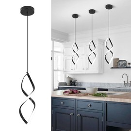 Vloitgol Modern Led Pendant Lights Kitchen Island,5500K Black Led Pendant Light Fixtures Over Island, Adjustable Led Kitchen Island Pendant Lighting for Kitchen Island Bedroom Dining room Sink, 1 Pack
