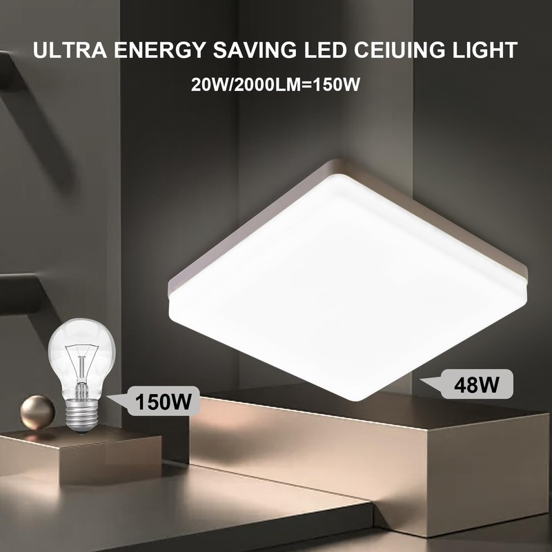 Comely LED Ceiling Light Flat 48 W, IP44 Waterproof Bathroom
