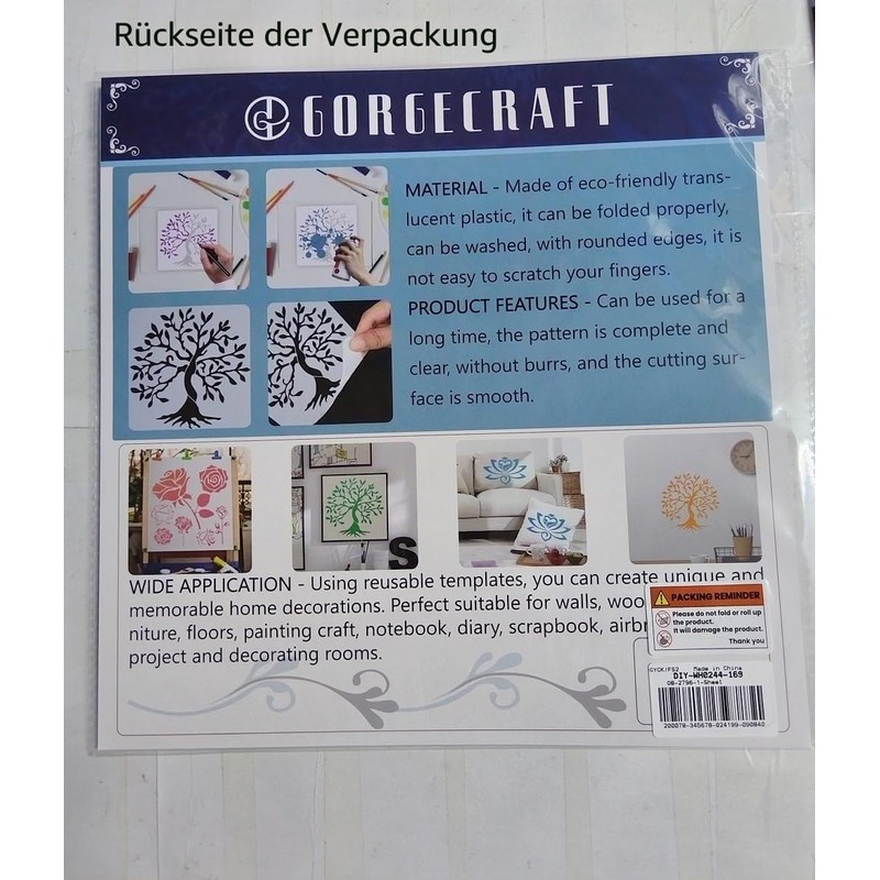 GORGECRAFT Honeycomb Stencil Templates 30 x 30 cm Large Washable