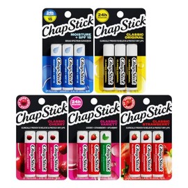 ChapStick Classic Collection Lip Balm Pack (5 Triple Packs - 15 Total Sticks), Original, Cherry, Strawberry & Lip Moisturizer - Great Gifts for Women 