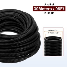 sourcing map Wire Loom Tubing 30M - 10mm, Wire Conduit Hose Cord Protector Cable Sleeves Flexible Electrical Wire Cover