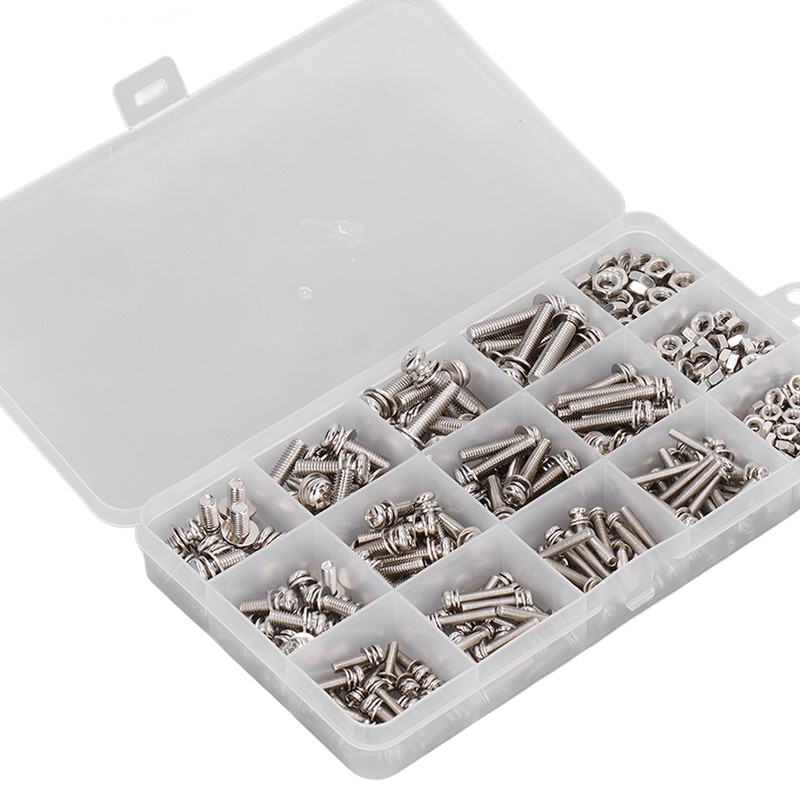 360pcs Screw Nut Set Stainless Steel Flat Washer Spring Washer