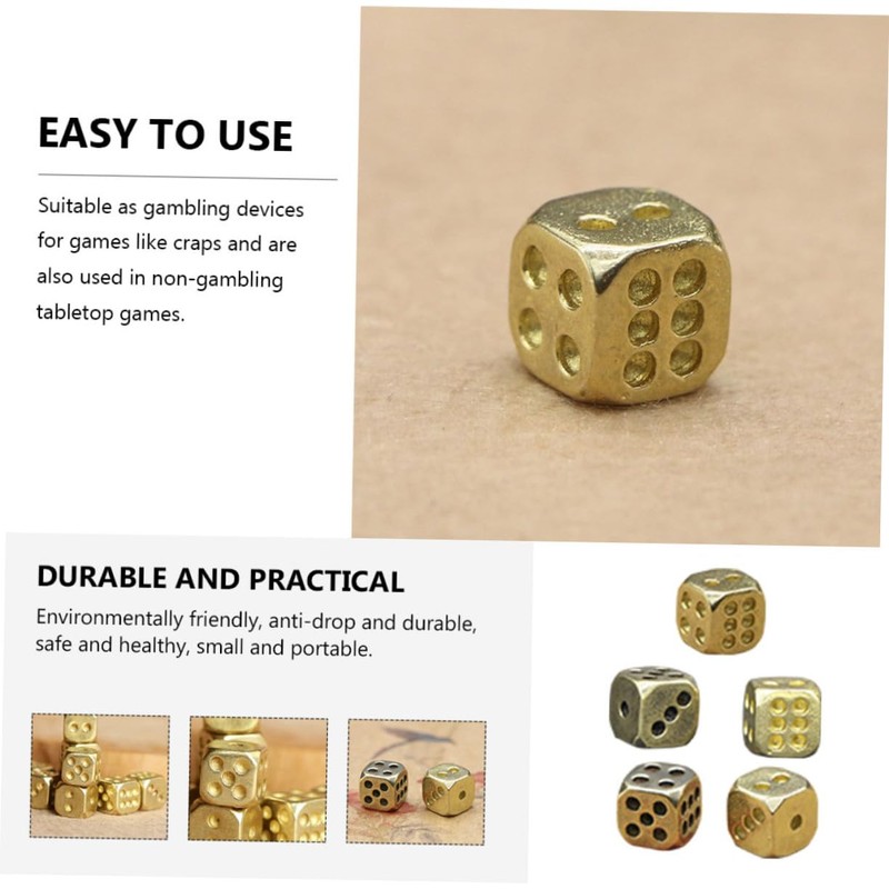 Abaodam Exquisite Small Dice, Pure Copper Unique 6 Sided Dice,