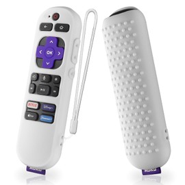 Silicone Case for Roku Express 4K+ Voice Remote RCA1R, Roku Voice Remote Cover Roku Streaming Stick 4K Silicone Sleeve with Lanyard (White)