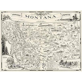A Map of Montana whereon is Depicted and Inscribed The Pioneer History of The Land of Shining Mountains, 1937 - Vintage Wall Art - 24in x 18in