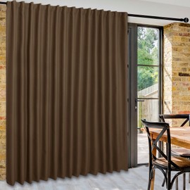 DWCN Privacy Room Divider Blackout Curtain - Patio Sliding Door Curtains, Extra Wide Thermal Curtains with Back Tab & Rod Pocket for Living Room and Bedroom Partition, 120 x 84 Inches, Brown