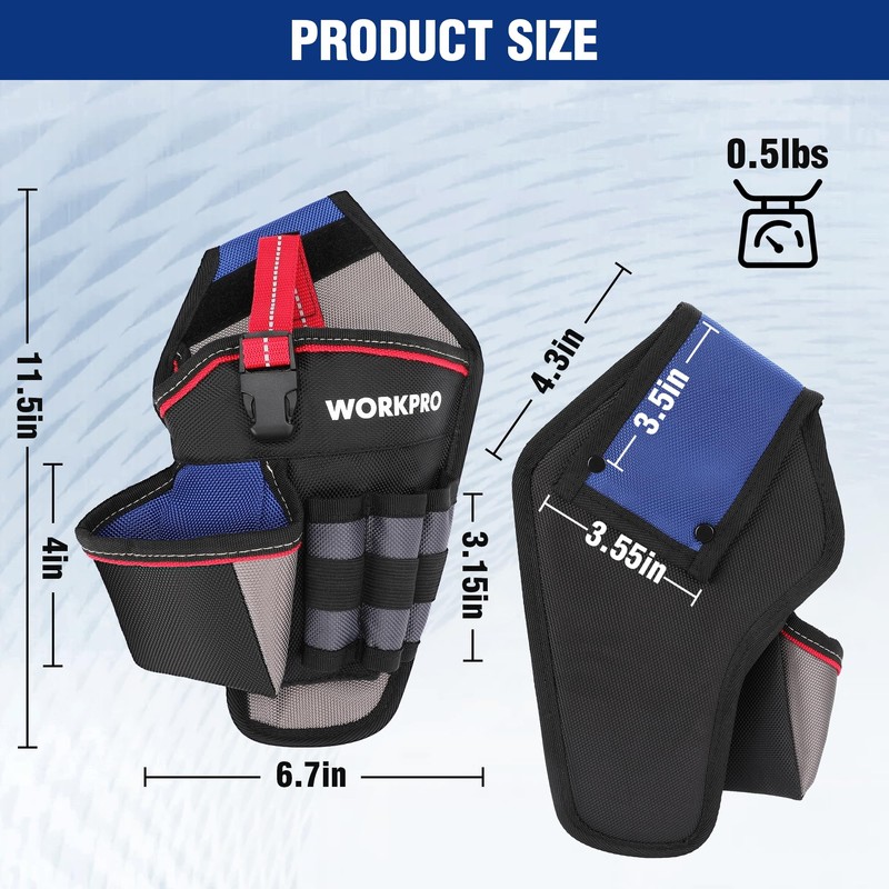 WORKPRO Drill Holster with Quick-Release Buckle, Heavy Duty 1680D Oxford