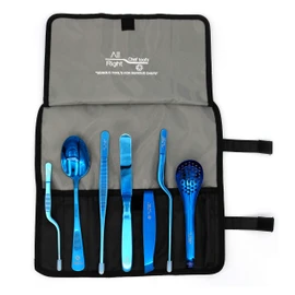 Kit de Emplatado Chef Premium 8 pzas de Montaje/Plating/Repostería/Mixología/Barman/cocina molecular Pinza de precisión, Espátula, Cucharas (Azul)