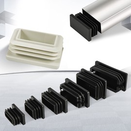 Zaky Lamellar Plugs for Rectangular Pipe, 50 x 10 mm, Pipe Plugs for Pipe Cover of Steel Pipes, Stainless Steel Tubes, Aluminium Profile, Square Plugs, Pack of 20