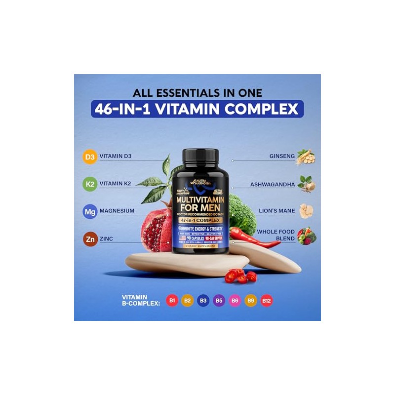 Multivitamin for Men - B-Complex | Whole Foods & Enzymes