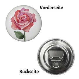 Rose Magnet with Bottle Opener Round Pink Floral Blossoms Mothers and Grandparents